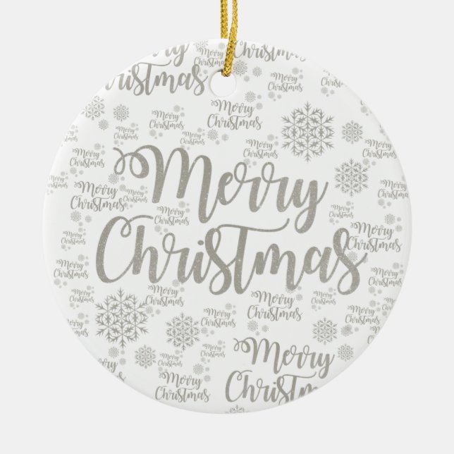 Christmas Circle Ornament, Merry Christmas Ceramic Tree Decoration (Front)