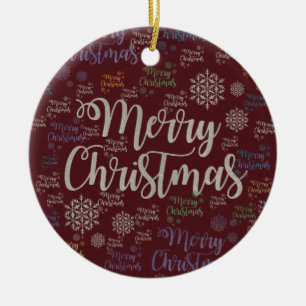 Christmas Circle Ornament, Merry Christmas Ceramic Tree Decoration