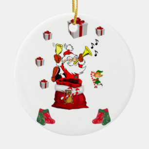 Christmas Circle Ornament, Santa Ceramic Tree Decoration