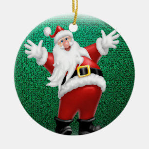 Christmas Circle Ornament, Santa Ceramic Tree Decoration