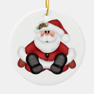 Christmas Circle Ornament/Santa Claus Ceramic Tree Decoration