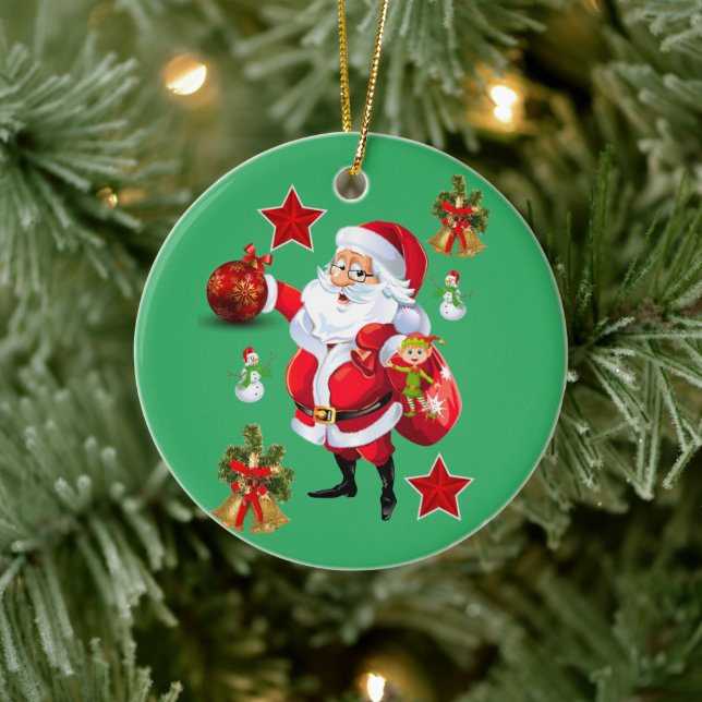 Christmas Circle Ornament, Snowman Ceramic Tree Decoration (Tree)