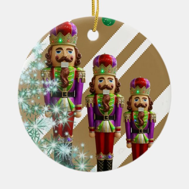 Christmas Circle Ornament, Soldier Ceramic Tree Decoration (Front)
