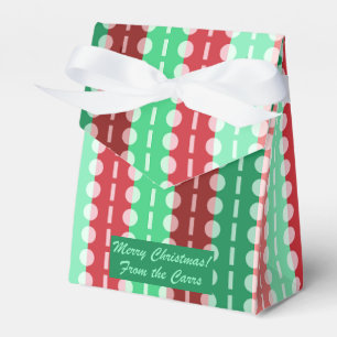 Christmas Circles on Stripes Red and Green Tent  Favour Box