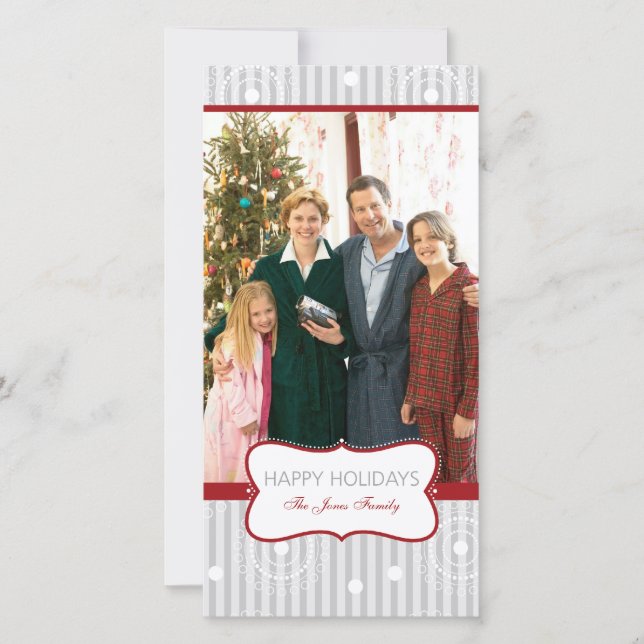 Christmas Circles - Red Silver Holiday Card (Front)