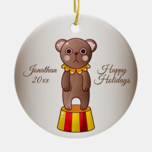 Christmas Circus Bear  Ceramic Tree Decoration