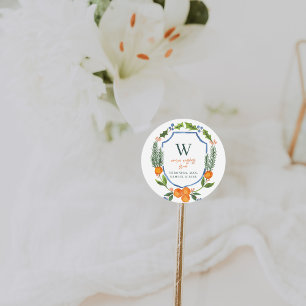 Christmas Citrus Botanical Floral Holiday Classic Round Sticker