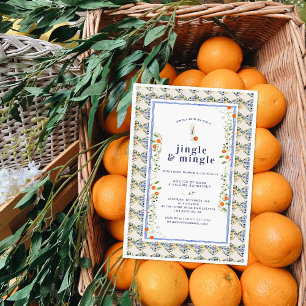 Christmas Citrus Botanical Floral Tiles   Holiday  Invitation