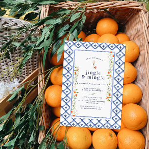 Christmas Citrus Botanical Floral Tiles   Holiday  Invitation