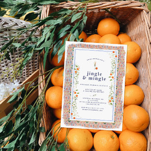 Christmas Citrus Botanical Floral Tiles   Holiday  Invitation