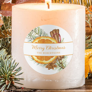Christmas Citrus Spice Holiday Orange Slice Classic Round Sticker