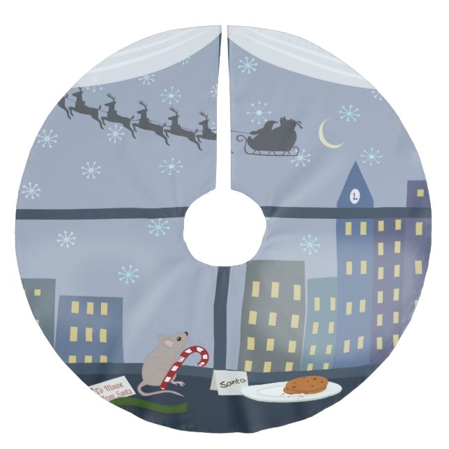 Christmas City Mouse Brushed Polyester Tree Skirt (Front)