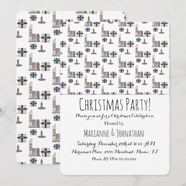 Christmas City Presents Holiday Trees Work Party Invitation (Front/Back)