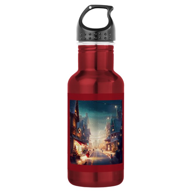 Christmas City Street 2 532 Ml Water Bottle (Front)