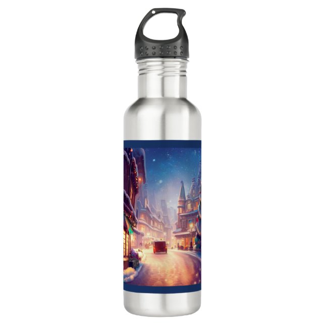 Christmas City Street 4 710 Ml Water Bottle (Front)
