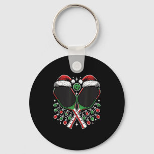 Christmas Ckleball Paddle With Santa Hat Xmas Ligh Key Ring