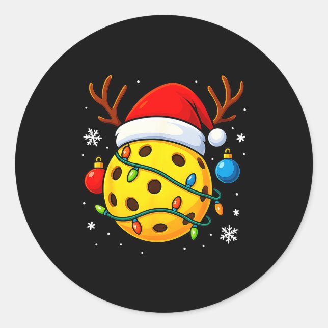 Christmas Ckleball Santa Hat Lights Srts Xmas Paja Classic Round Sticker (Front)