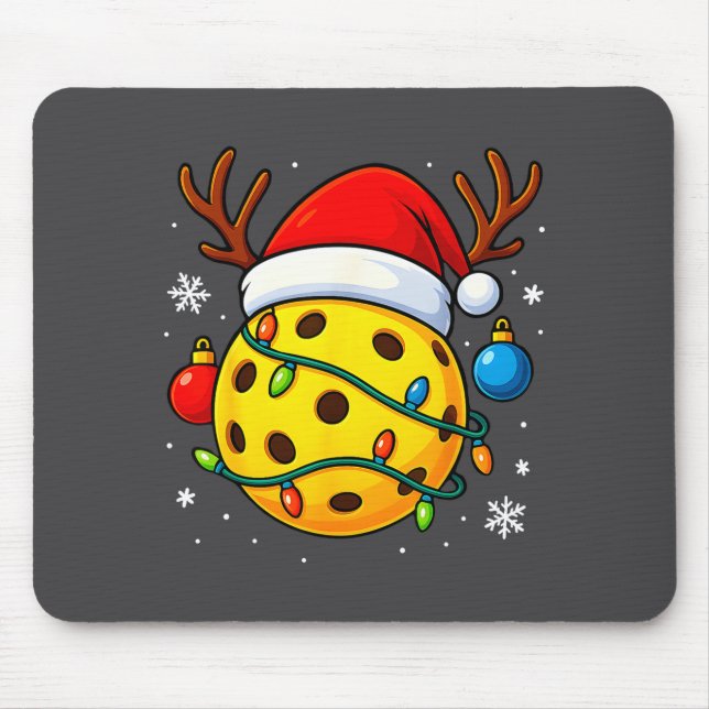 Christmas Ckleball Santa Hat Lights Srts Xmas Paja Mouse Mat (Front)