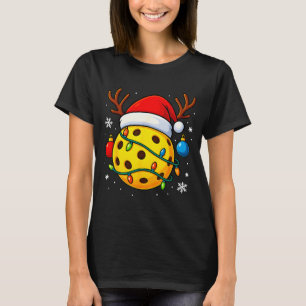 Christmas Ckleball Santa Hat Lights Srts Xmas Paja T-Shirt