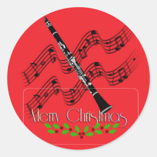 Christmas Clarinet, Merry Christmas! Classic Round Sticker