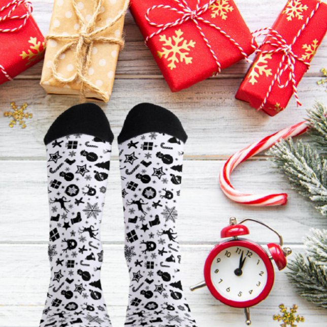 Christmas Classic Black & White Crew Sock (Creator Uploaded)