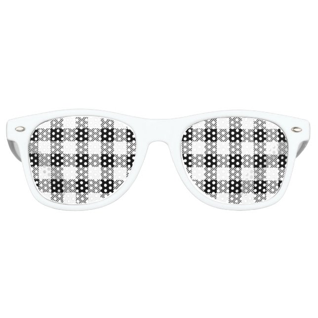 Christmas classic Buffalo check plaid pattern B&W Retro Sunglasses (Front)