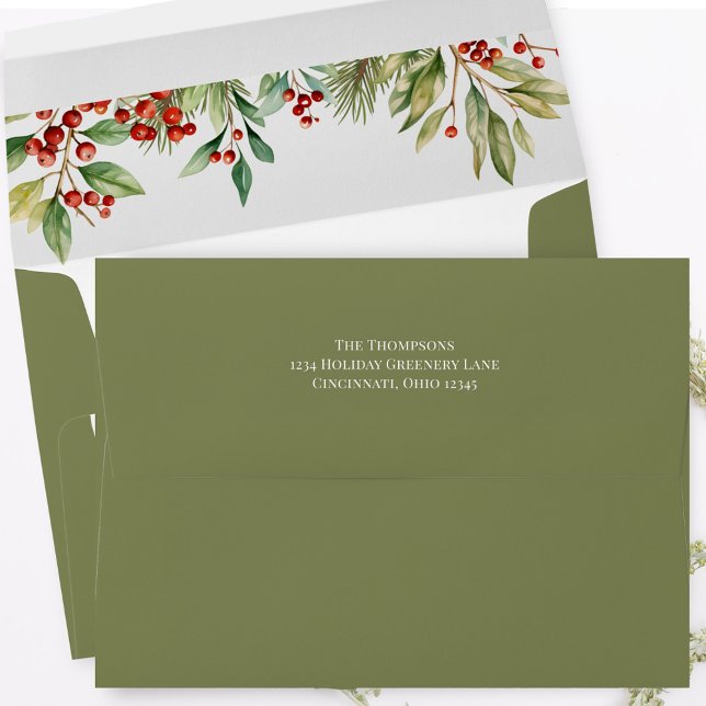 Christmas Classic Greenery Foliage Custom Envelope (Creator Uploaded)