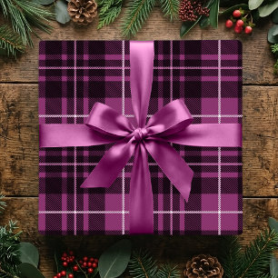 Christmas Classic Plaid Dark Pink Holiday Tartan Wrapping Paper