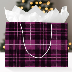 Christmas Classic Plaid Moody Pink Holiday Tartan Large Gift Bag