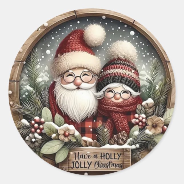 Christmas  classic round sticker (Front)
