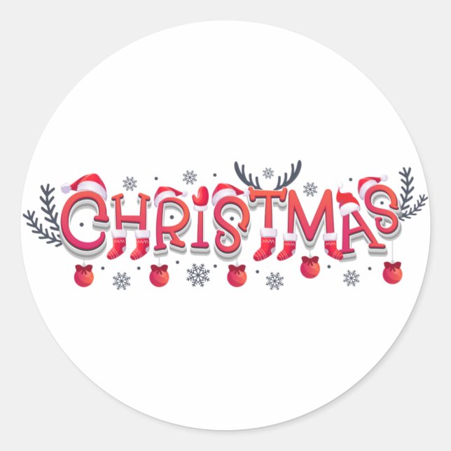 Christmas Classic Round Sticker (Front)