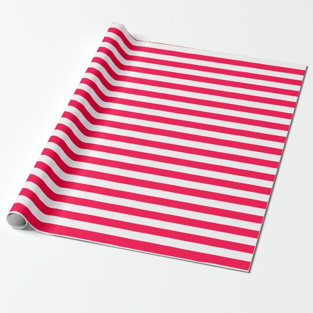 Christmas Classic Template Red White Striped Wrapping Paper (Unrolled)