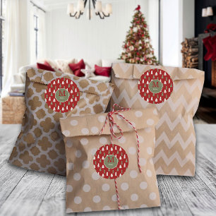 Christmas Classic Trees Custom Family Monogram Red Classic Round Sticker