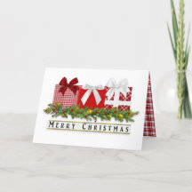 Christmas Classy Red Plaid Gifts Bows Card