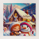 Christmas Clay Playday Gingerbread Snowman Winter Jigsaw Puzzle<br><div class="desc">Christmas Clay Playday Gingerbread Snowman Winter fun illustration now available on the perfect gift with optional name!</div>