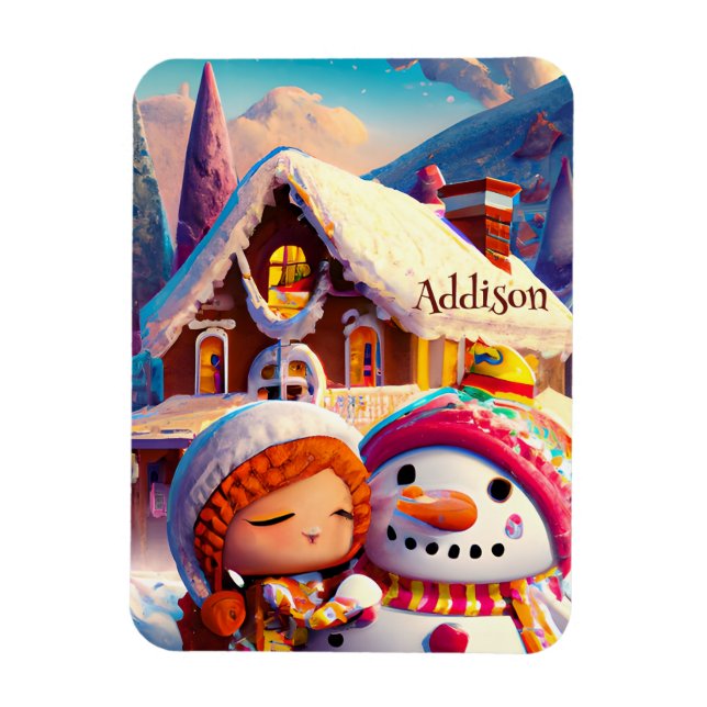 Christmas Clay Playday Gingerbread Snowman Winter  Magnet (Vertical)