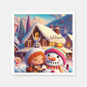 Christmas Clay Playday Gingerbread Snowman Winter  Napkin