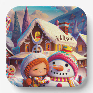 Christmas Clay Playday Gingerbread Snowman Winter Paper Plate
