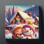 Christmas Clay Playday Gingerbread Snowman Winter  Plaque<br><div class="desc">Christmas Clay Playday Gingerbread Snowman Winter fun illustration now available on the perfect gift with optional name!</div>