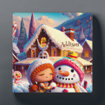 Christmas Clay Playday Gingerbread Snowman Winter  Plaque<br><div class="desc">Christmas Clay Playday Gingerbread Snowman Winter fun illustration now available on the perfect gift with optional name!</div>