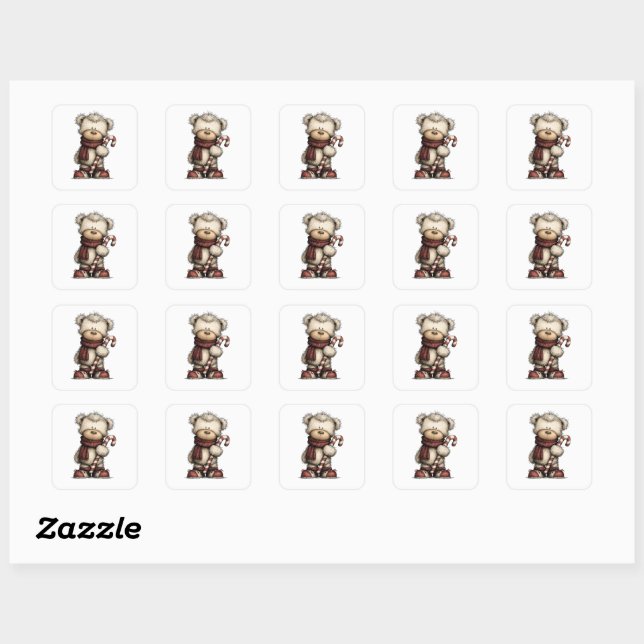 Christmas Clipart Collection | Teddy Bear  Square Sticker (Sheet)