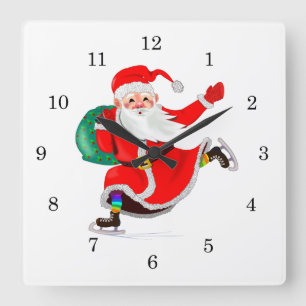 Christmas Clock Santa with Gift
