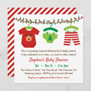 Christmas Clothes Baby Shower Party Invitations