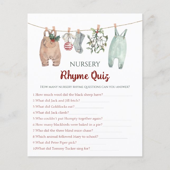 Christmas Clothes Nursery Rhyme Quiz (Front)