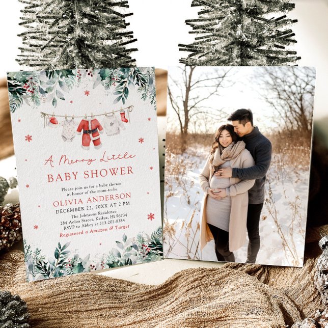 Christmas Clothesline A Merry Little Baby Shower Invitation (Creator Uploaded)
