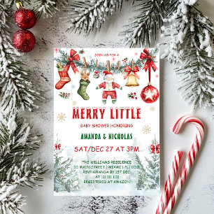 Christmas Clothesline Baby Shower  Invitation