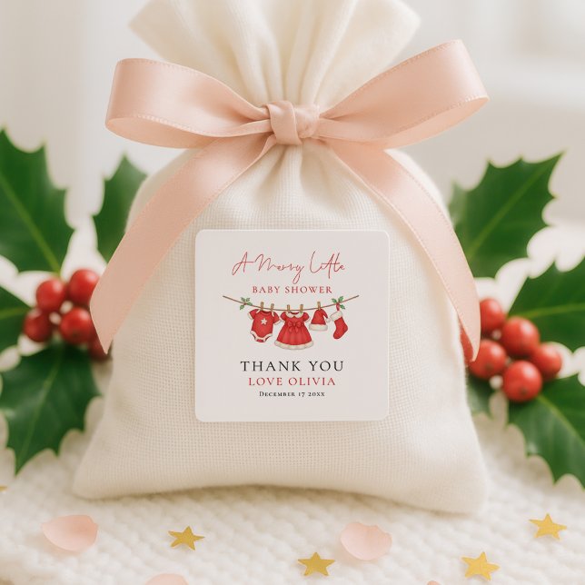 Christmas Clothesline Thank You Baby Shower Square Sticker (Creator Uploaded)