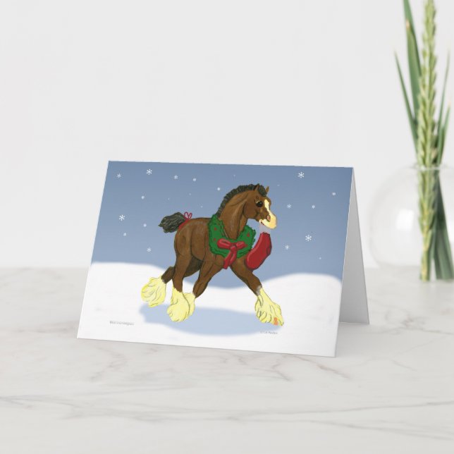 Christmas Clydesdale Horse Colt Greeting Card (Front)