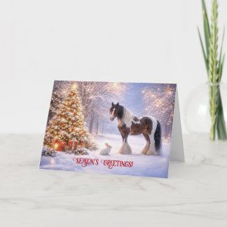 Christmas Clydesdale Horse Season's Greetings Tree Holiday Card