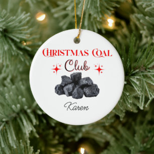 Christmas Coal Club Funny Gift Ceramic Tree Decoration